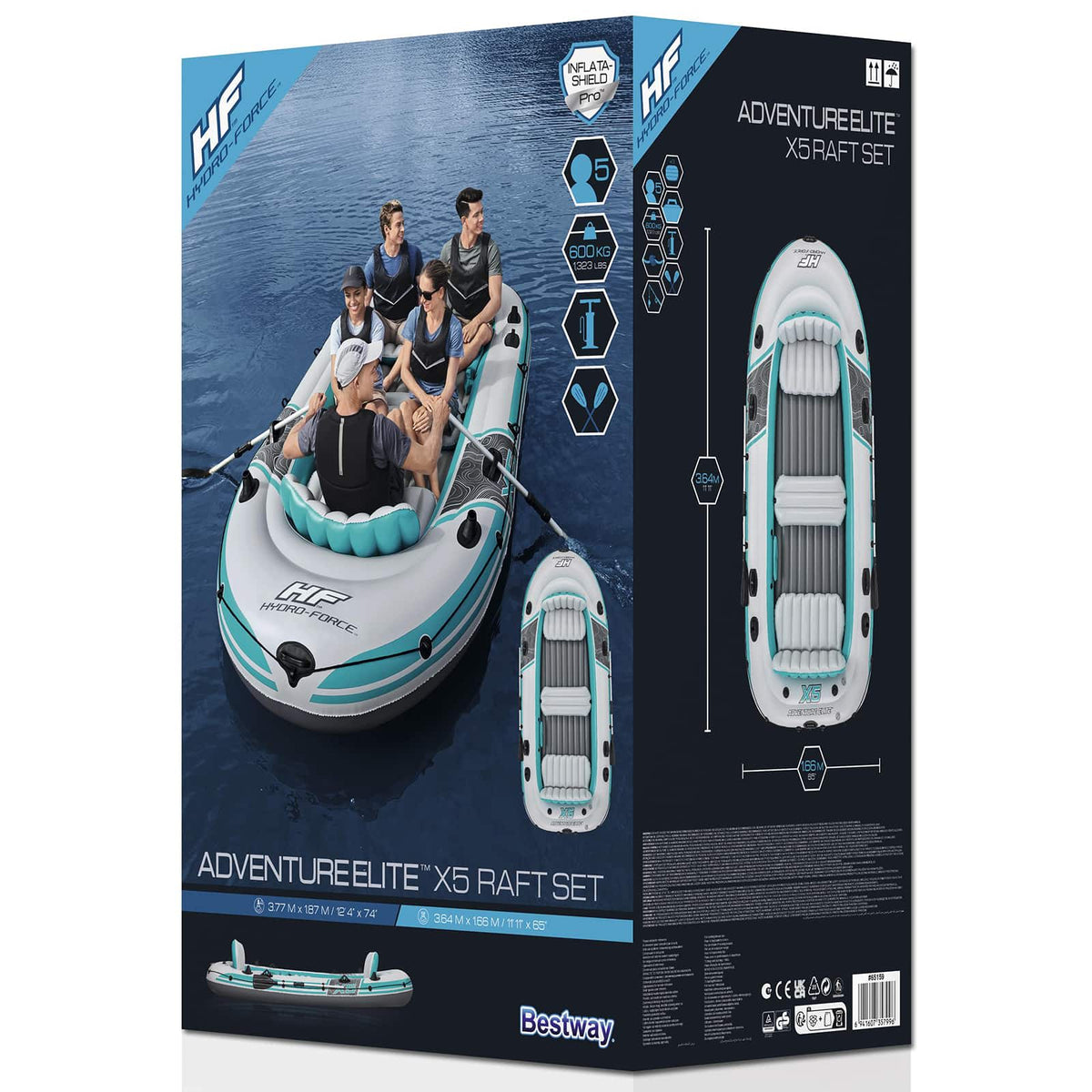Bestway Inflatable Boat Grey and White 3.64 x 1.66 m PVC 5