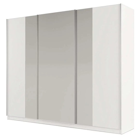 Lothian 3 Sliding Door 250cm Wardrobe with Mirror - White