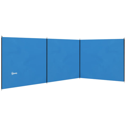 Outsunny 5 Pole Camping Windbreaks, osłona przeciwwiatrowa na plażę z torbą transportową i stalowymi słupkami, osłona prywatności na zewnątrz przyczepy kempingowej, 540 cm x 150 cm, niebieski