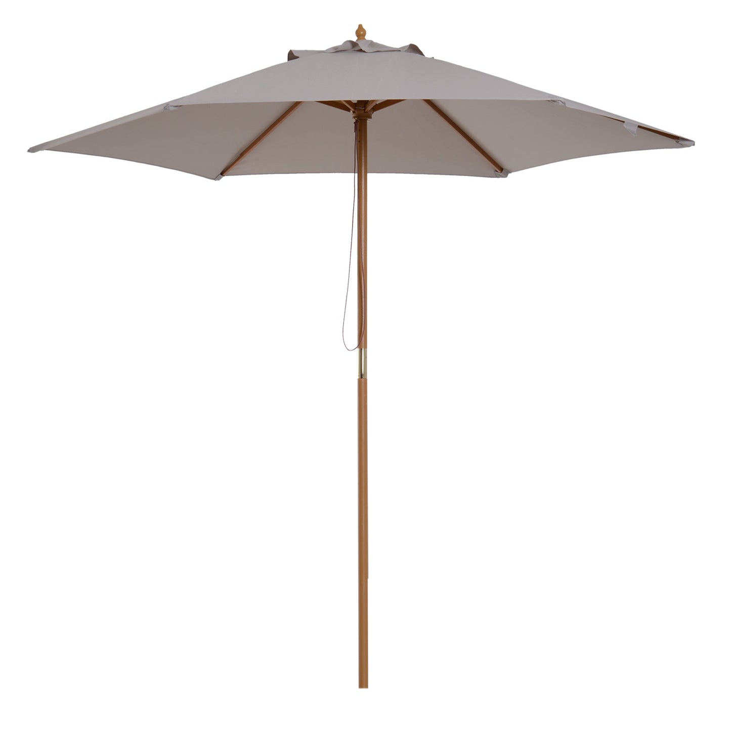 Outsunny 2.5m Wood Garden Parasol Sun Shade Patio Outdoor Wooden Umbrella Canopy Grey