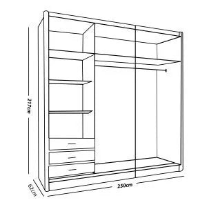 Manhattan High Gloss 3 Door Sliding Door Wardrobe - White