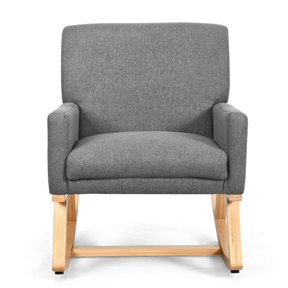 Fabric Upholstered Recliner Rocking Chair Armchair Lounge Sofa Seat Relax Rocker-Grey