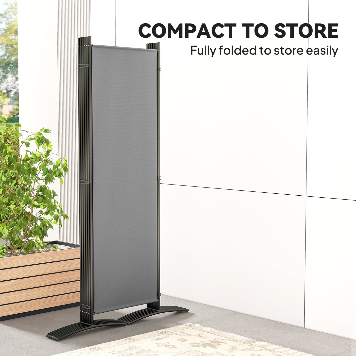 Outsunny 6 Panel Folding Room Divider Foldable Freestanding Garden Privacy Screen, 332 x 172 cm, Dark Grey