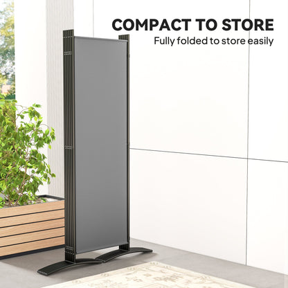 Outsunny 6 Panel Folding Room Divider Foldable Freestanding Garden Privacy Screen, 332 x 172 cm, Dark Grey