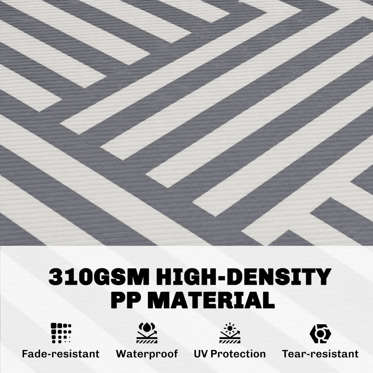 Outsunny Plastic Straw Reversible RV Outdoor Rug with Carry Bag, 182 x 274cm, Grey and Cream