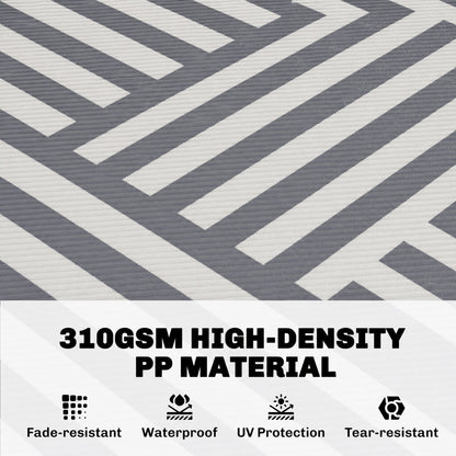 Outsunny Plastic Straw Reversible RV Outdoor Rug with Carry Bag, 182 x 274cm, Grey and Cream