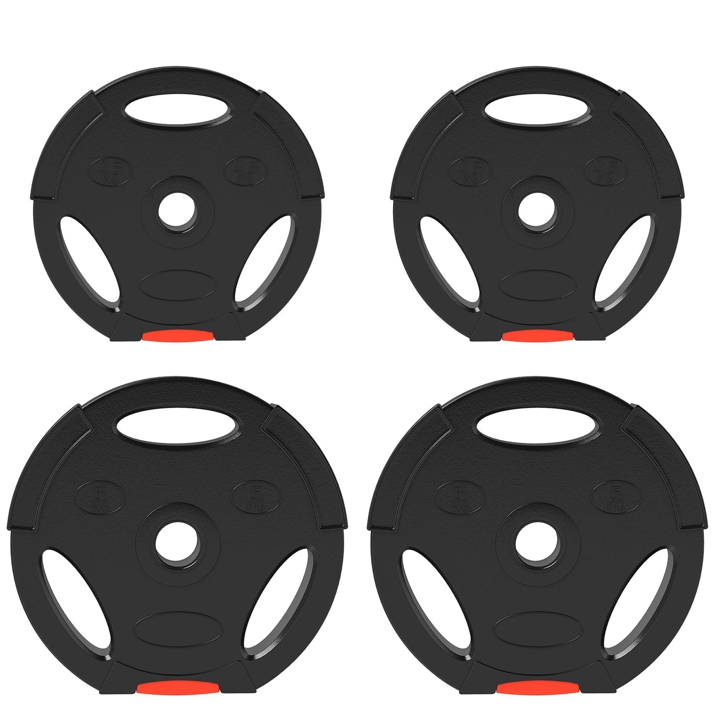 SPORTNOW Olympic Weight Plates Set, with Two 5kg and Two 2.5kg weights, Black