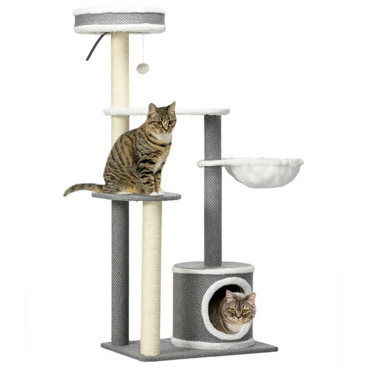 PawHut Cat Tree for Indoor Cats, Cat Tower with Scratching Posts, Multi-level Kitten Climbing Tower, 132cm