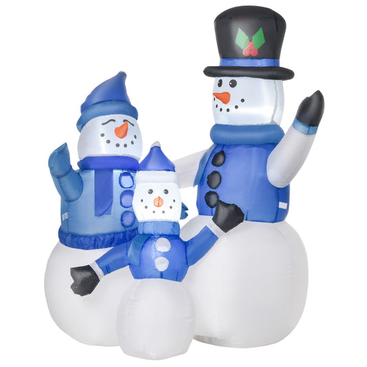 HOMCOM 4 أقدام قابلة للنفخ رجل ثلج عيد الميلاد العائلي LED ديكورات خارجية داخلية للعطلات في الفناء