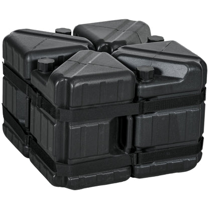 Outsunny HDPE Gazebo Weights Set of 4, Water or Sand Filled Weights for Gazebo Legs, with Built-in Handles and Secure Straps