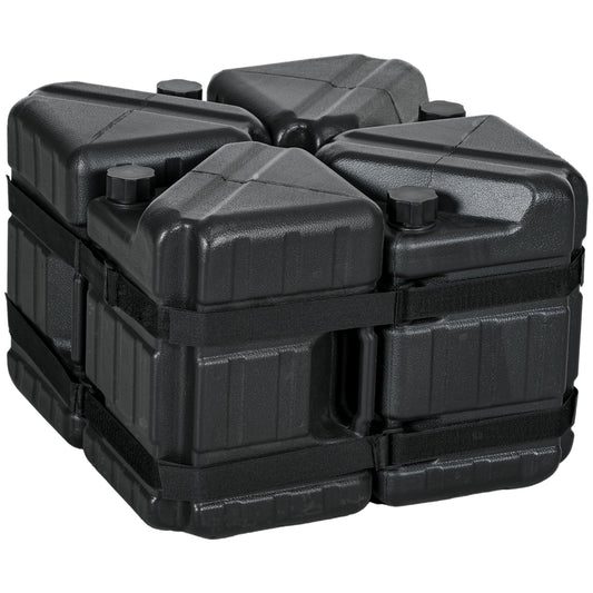 Outsunny HDPE Gazebo Weights Set of 4, Water or Sand Filled Weights for Gazebo Legs, with Built-in Handles and Secure Straps