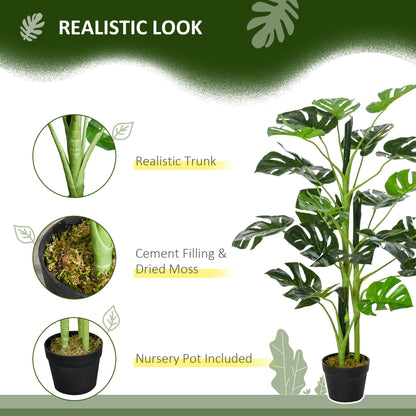 Outsunny 100cm/3.3FT Artificial Monstera Tree Decorative Cheese Plant 21 Leaves with Nursery Pot, Fake Tropical Palm Tree for Indoor Outdoor D√É¬©cor, Set of 2