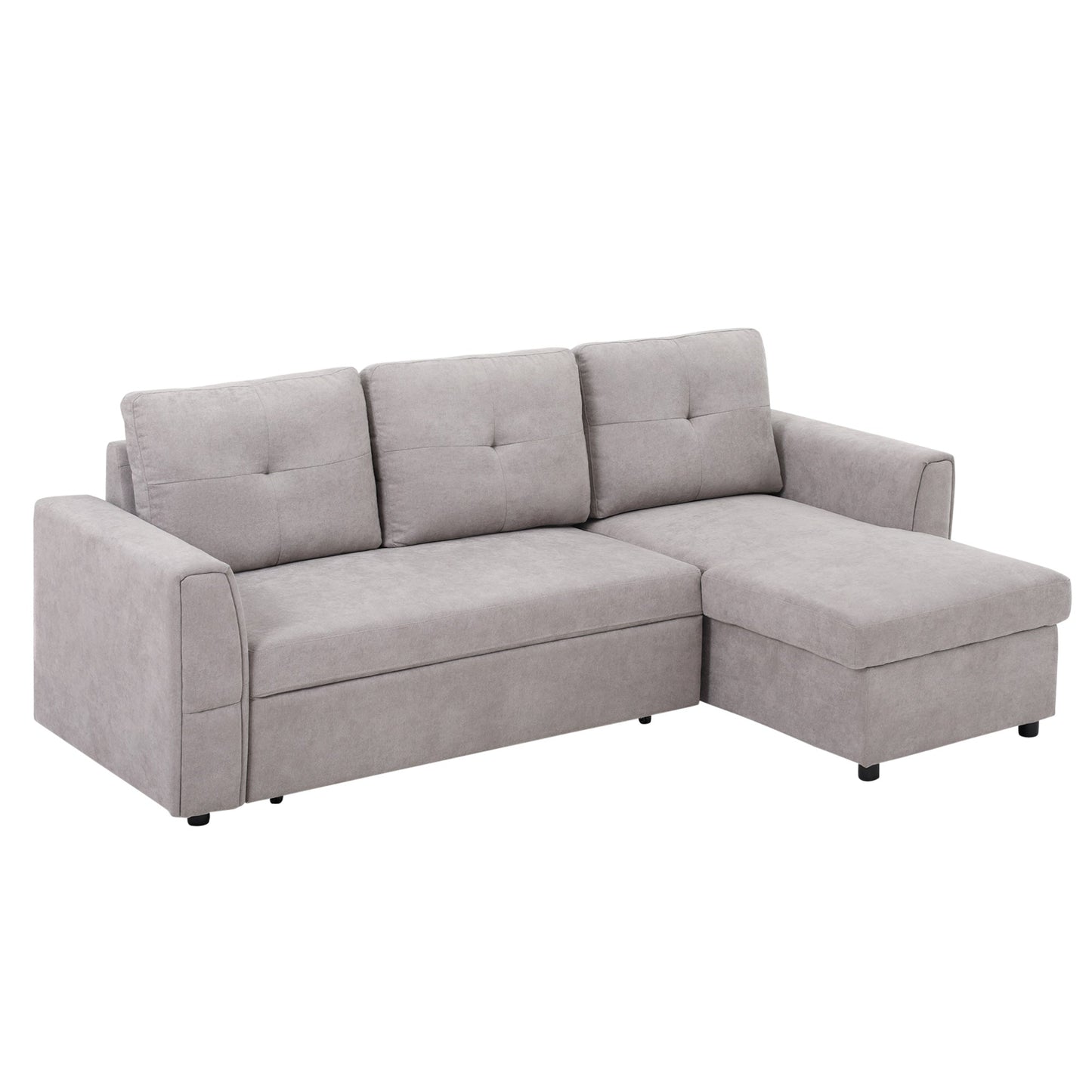 HOMCOM Linen-Look 'L' Storage Sofa Bed - Light Grey