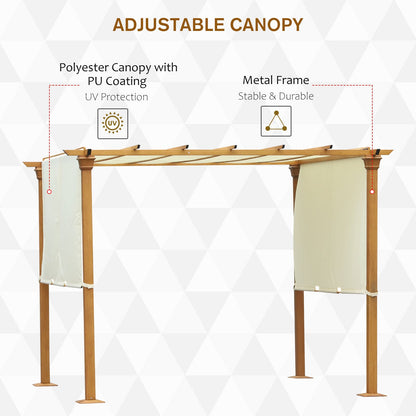 Outsunny Steel Frame Retractable Outdoor Garden Pergola Beige