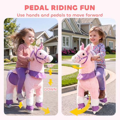 AIYAPLAY Ride on Horse Pedal Ride On Walking Horse Toy Rotatable Head Neighing Sound, Pink