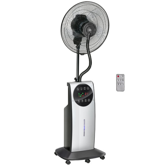 HOMCOM 16" wentylator stojący z rozpylaczem mgiełki wodnej, nawilżający wentylator mgiełkowy, wentylator stojący z 3 prędkościami, zbiornikiem na wodę 3,1 l, timerem i elektrycznym urządzeniem odstraszającym komary, czarny