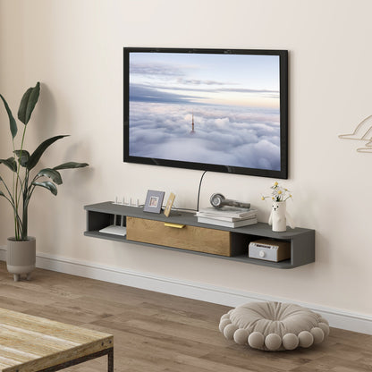 HOMCOM 140 cm Wiszący Stojak Pod TV Z Przechowalką - Antracytowy