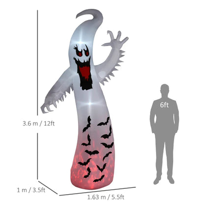 Outsunny 11.8FT Tall Halloween Inflatable Spooky Ghost, Blow Up Outdoor Halloween Decoration with Build-in LEDs and Rotating Light for Garden, Lawn, Party