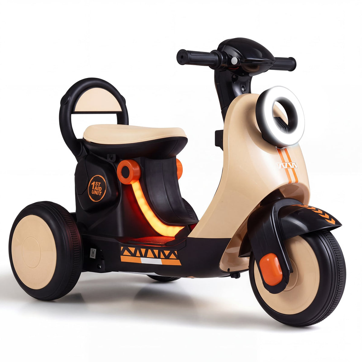 6V Battery Powered Ride on Motorcycle with Light-Up Deck and Music for Kids Aged 3+-Orange