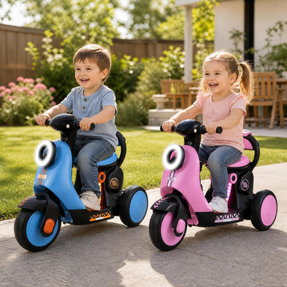 6V Battery Powered Ride on Motorcycle with Light-Up Deck and Music for Kids Aged 3+-Pink