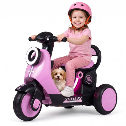 6V Battery Powered Ride on Motorcycle with Light-Up Deck and Music for Kids Aged 3+-Pink