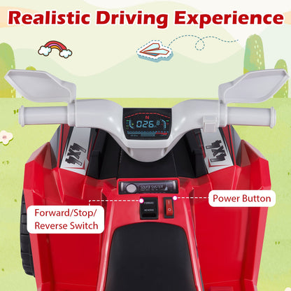6V Kids Electric Quad with Removable Back Trailer Toddler Ride On ATV-Red