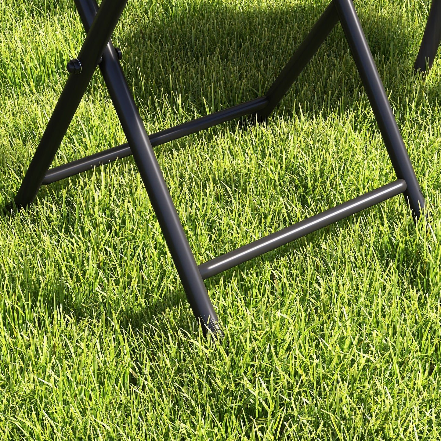 Outsunny Folding Rattan Garden Dining Table, 68 cm Round Rattan Garden Table with Water Ripple Tempered Glass Top, Wicker Edging and Steel Frame for Outdoor, Patio, Grey
