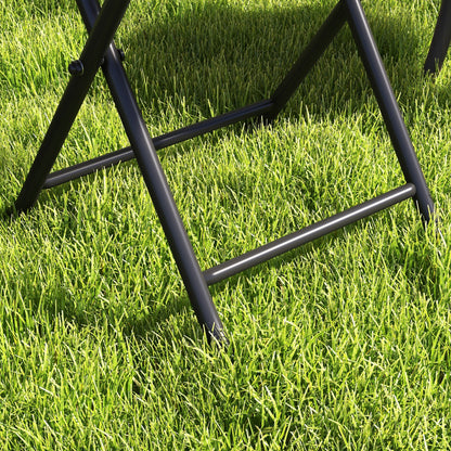Outsunny Folding Rattan Garden Dining Table, 68 cm Round Rattan Garden Table with Water Ripple Tempered Glass Top, Wicker Edging and Steel Frame for Outdoor, Patio, Grey
