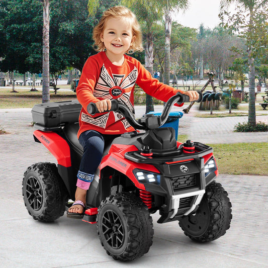 6V Kids Electric Quad Bike with Spray Function and Storage Box-Red