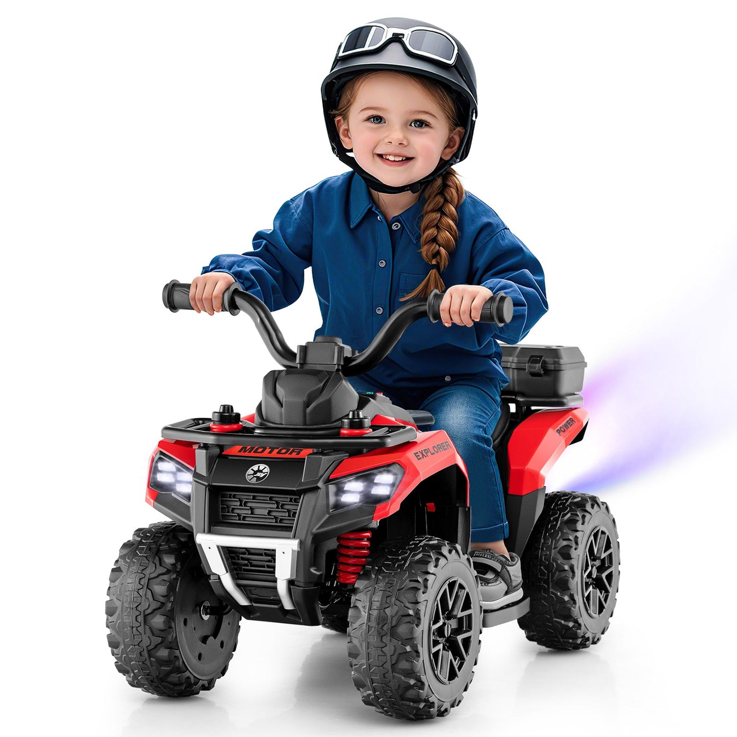 6V Kids Electric Quad Bike with Spray Function and Storage Box-Red
