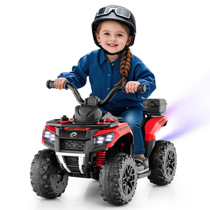 6V Kids Electric Quad Bike with Spray Function and Storage Box-Red