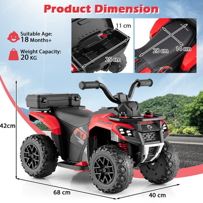 6V Kids Electric Quad Bike with Spray Function and Storage Box-Red