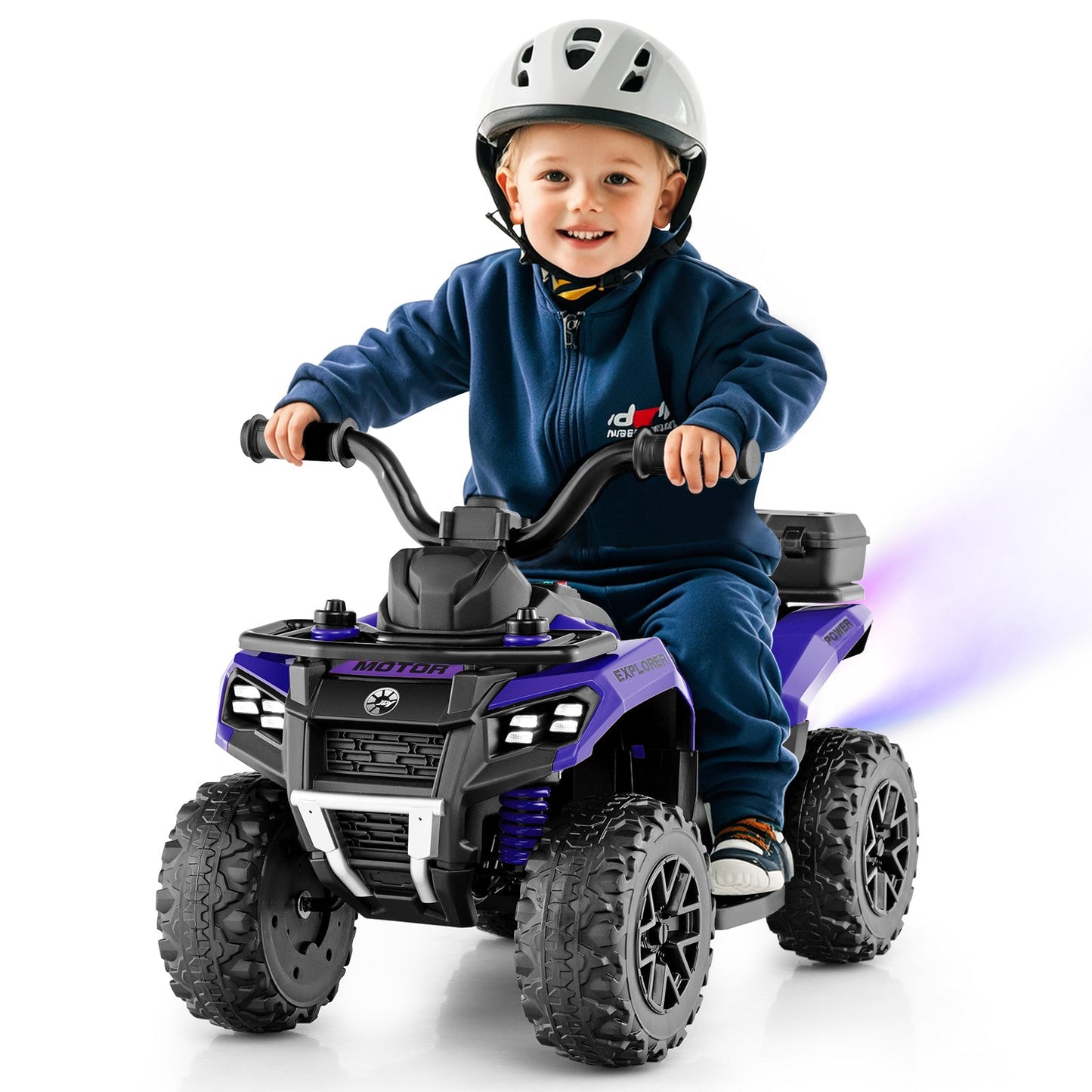 6V Kids Electric Quad Bike with Spray Function and Storage Box-Purple