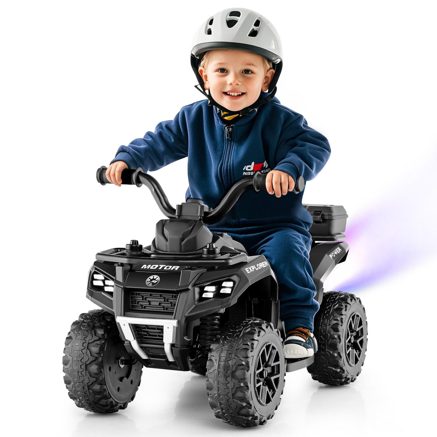 6V Kids Electric Quad Bike with Spray Function and Storage Box-Black