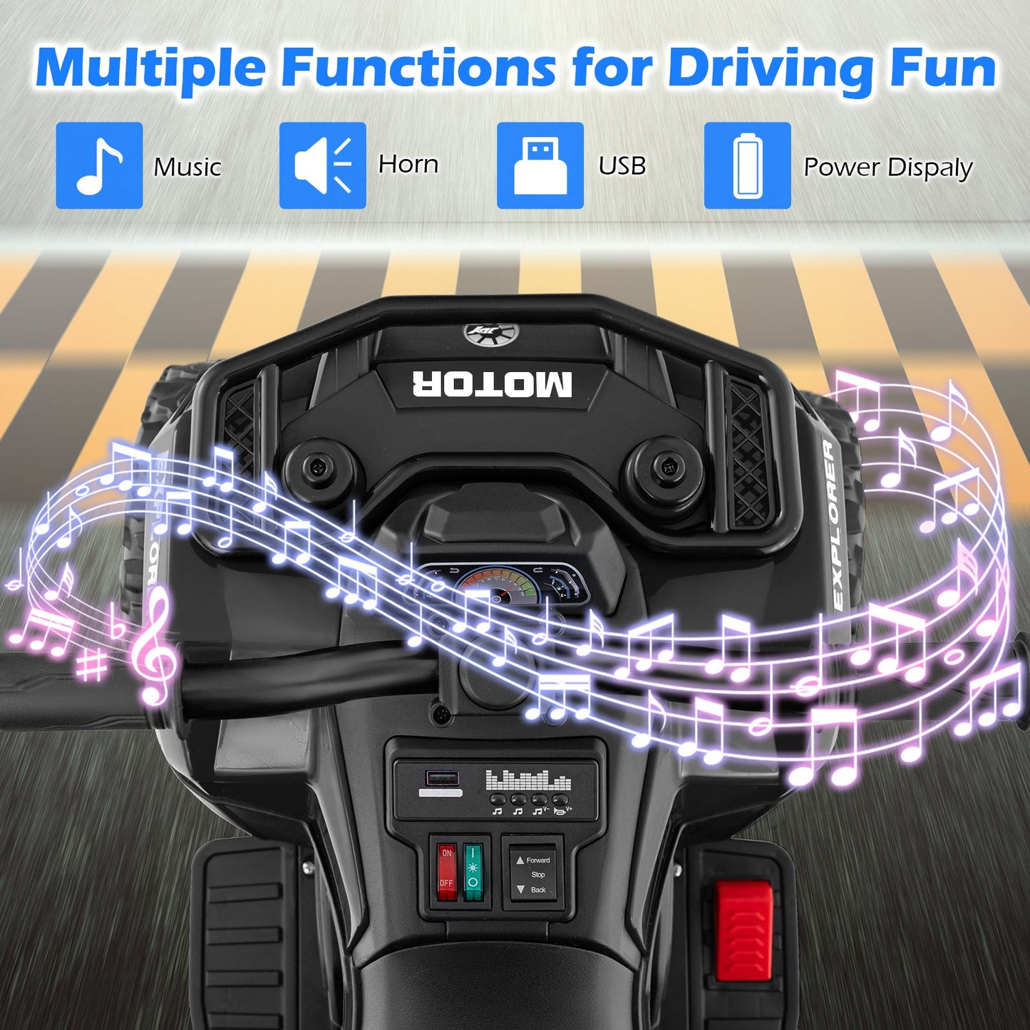 6V Kids Electric Quad Bike with Spray Function and Storage Box-Black