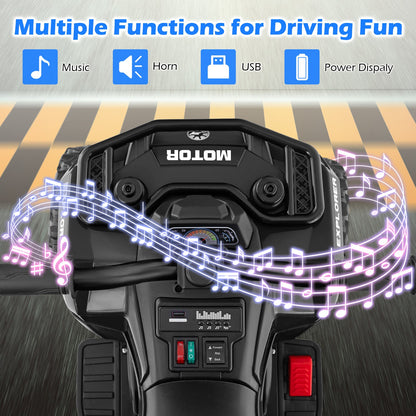 6V Kids Electric Quad Bike with Spray Function and Storage Box-Black