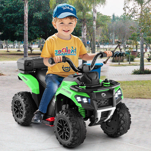 6V Kids Electric Quad Bike with Spray Function and Storage Box-Green