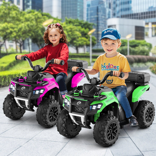 6V Kids Electric Quad Bike with Spray Function and Storage Box-Green