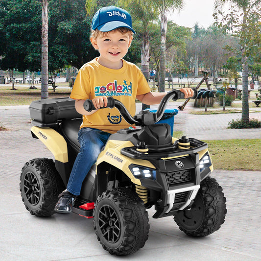 6V Kids Electric Quad Bike with Spray Function and Storage Box-Khaki
