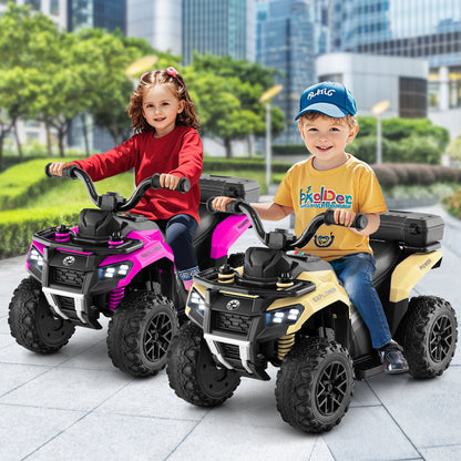 6V Kids Electric Quad Bike with Spray Function and Storage Box-Khaki