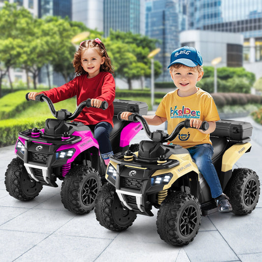 6V Kids Electric Quad Bike with Spray Function and Storage Box-Khaki