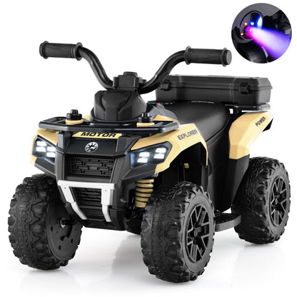 6V Kids Electric Quad Bike with Spray Function and Storage Box-Khaki