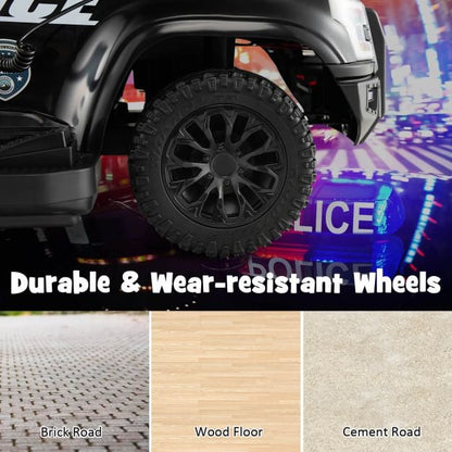 6V Kids Ride On Police Car with Side Megaphone-Black