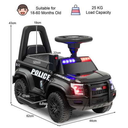 6V Kids Ride On Police Car with Side Megaphone-Black
