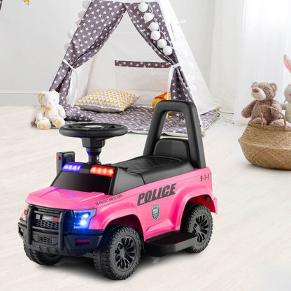 6V Kids Ride On Police Car with Side Megaphone-Pink