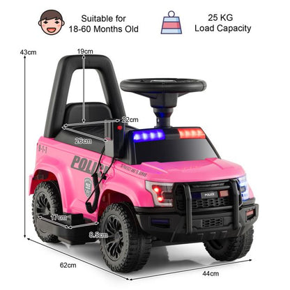 6V Kids Ride On Police Car with Side Megaphone-Pink