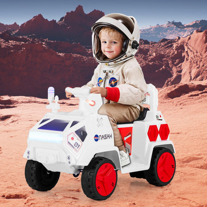 6V Kids Ride-on Car with Music with Radar and Alarm Button-White & Red