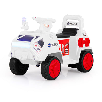 6V Kids Ride-on Car with Music with Radar and Alarm Button-White & Red