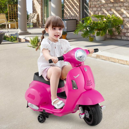 6V Kids Ride on Motorcycle Vespa Licensed with Lights and Horn Sound-Pink