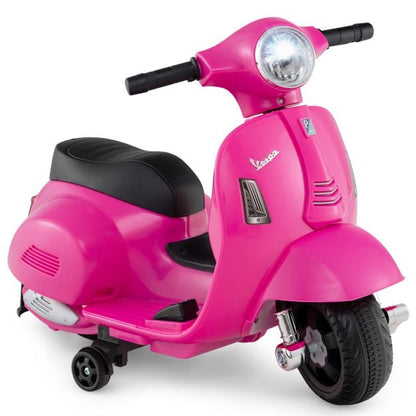 6V Kids Ride on Motorcycle Vespa Licensed with Lights and Horn Sound-Pink